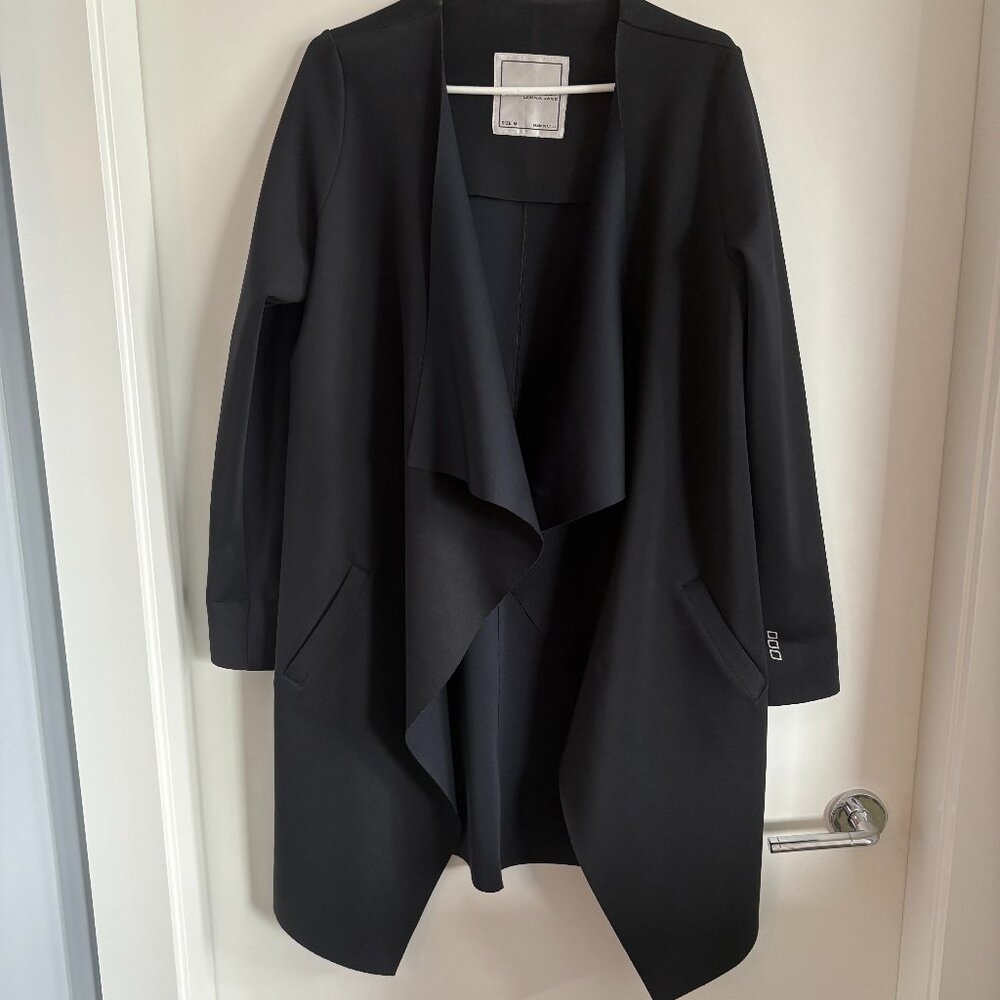 Black 3/4 length jacket with scarf lapels